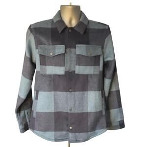 VRST Wool Blend Blue Buffalo Plaid Shirt Jacket Shacket Size S